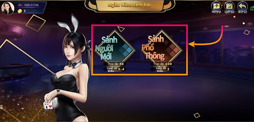 Anh em sẽ có 2 sảnh game khi tham gia game ngầu hầm xem bài sảnh chiến thắng