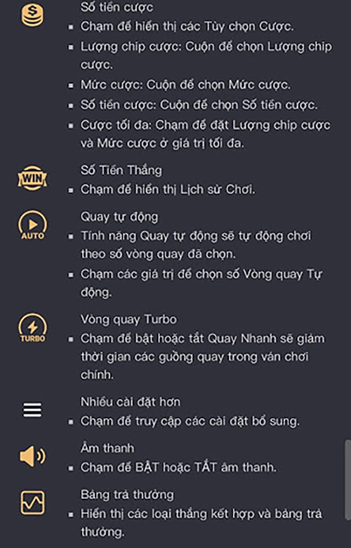 Các biểu tượng trong trò chơi chính