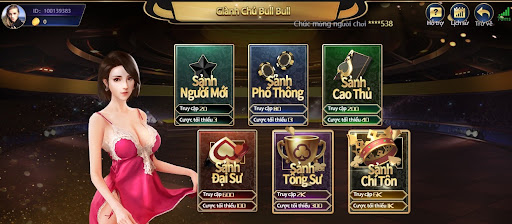 Anh em sẽ có 6 sảnh chơi khi tham gia game giành chủ Bull sảnh chiến thắng