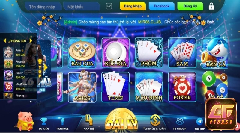 Cổng game quay hu Mir86 sở hữu đa dạng trò chơi cá cược