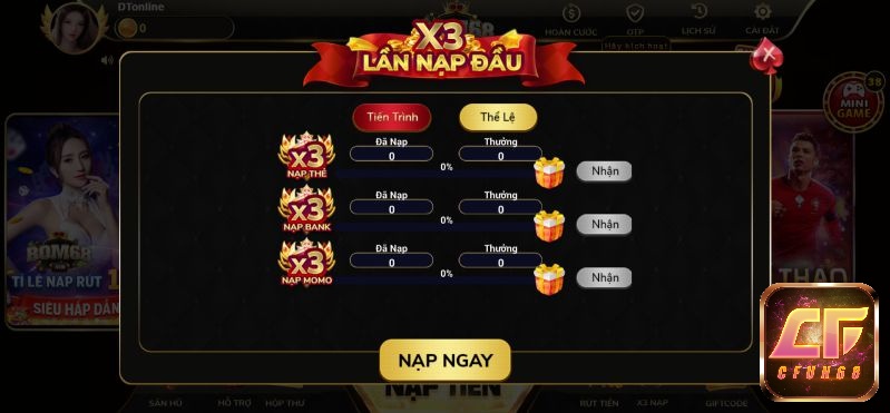 Ưu đãi x3 lần đầu nạp