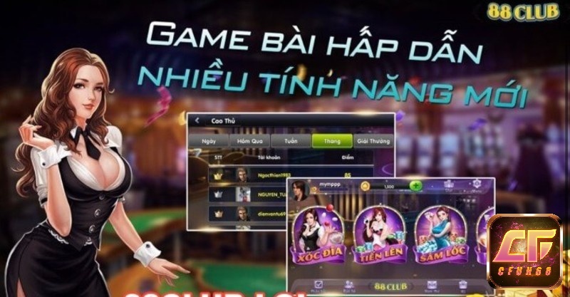 Các trò chơi hấp dẫn tại 88 club đổi thưởng