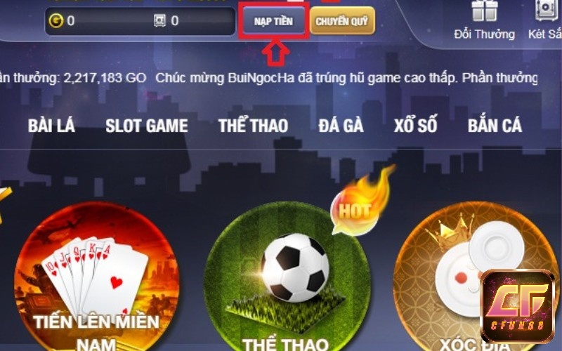 Nạp tiền cược Go.win đơn giản và hiệu quả 