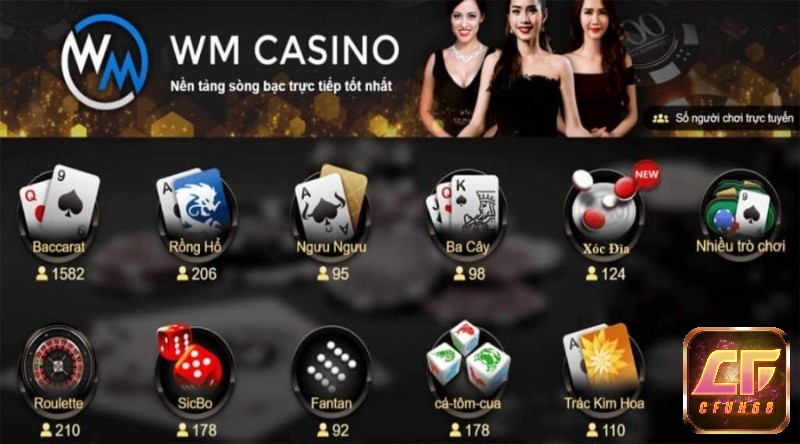 Các trò chơi đình đám tại sảnh cá cược WM Casino