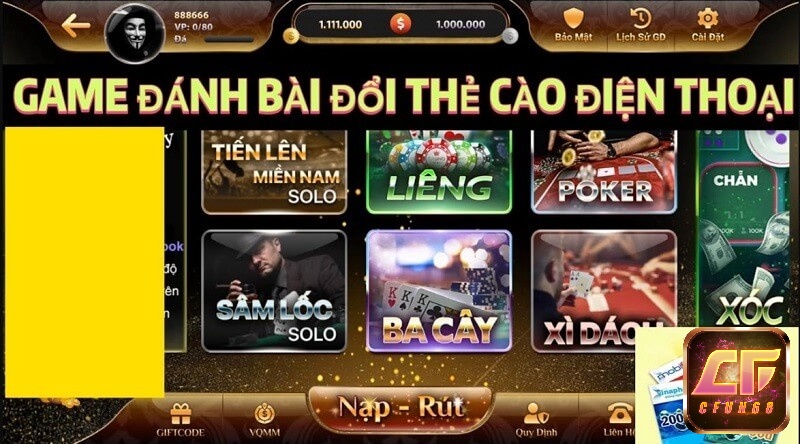 Game đánh bài đổi thẻ cào có thể quy đổi ra các mã thẻ theo mệnh giá thích hợp