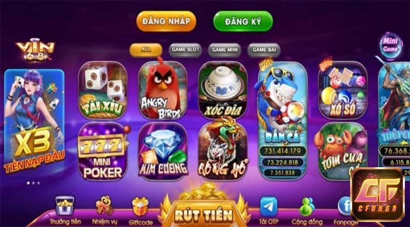 Kho game đặc sắc có tại sân chơi Vin 68 club apk