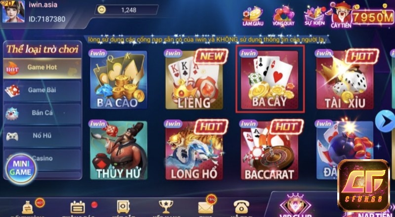 Game đánh bài 3 cây siêu đỉnh tại tro choi danh bai iwin