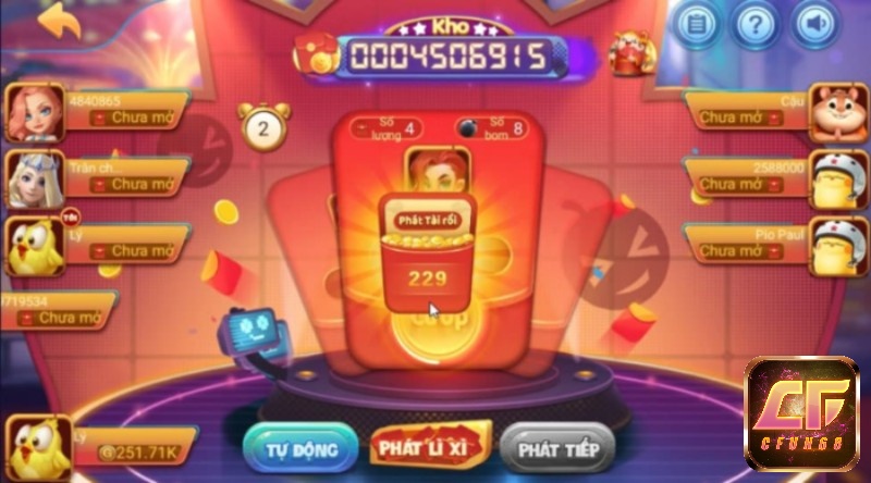 Dat bom thu lì xì game cược không thể bỏ qua tại Cfun68