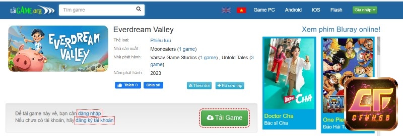 Giao diện tải Game cụ thể tại Taigame,org