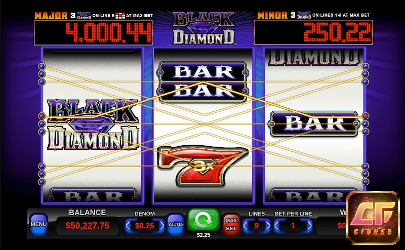 Biểu tượng WILD của game BLACK DIAMOND là logo của Kim cương đen