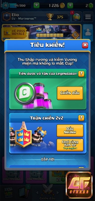 Có 2 chế độ là Endless Elixir và 2vs2