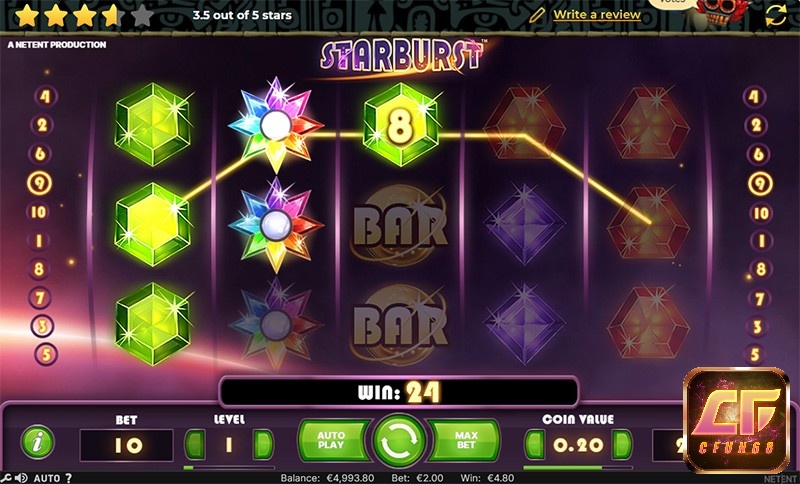 Starburst là một slot game lấy chủ đề không gian đầy lung linh