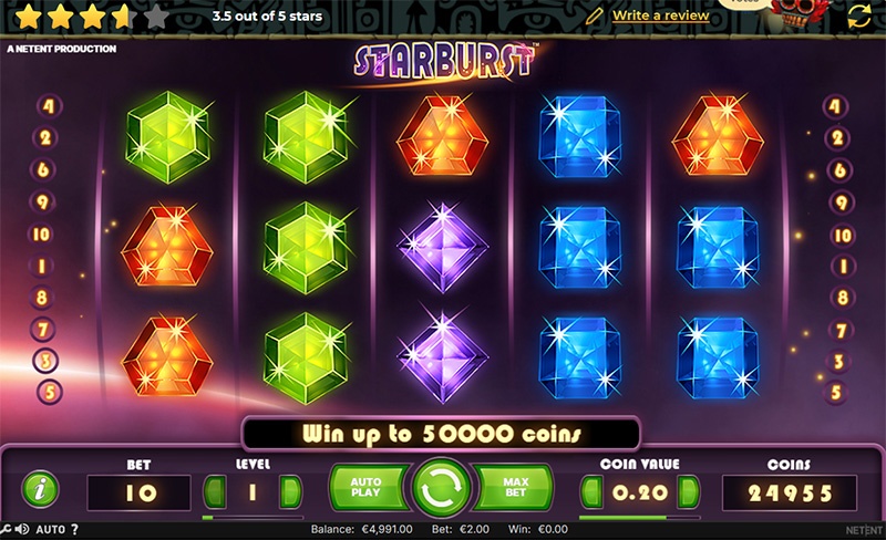 Starburst – Slot game chủ đề không gian đẹp mắt và hấp dẫn