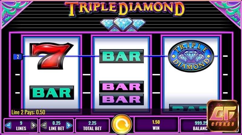 Triple Diamond là một slot game lấy chủ đề cổ điển phong cách Las Vegas hấp dẫn