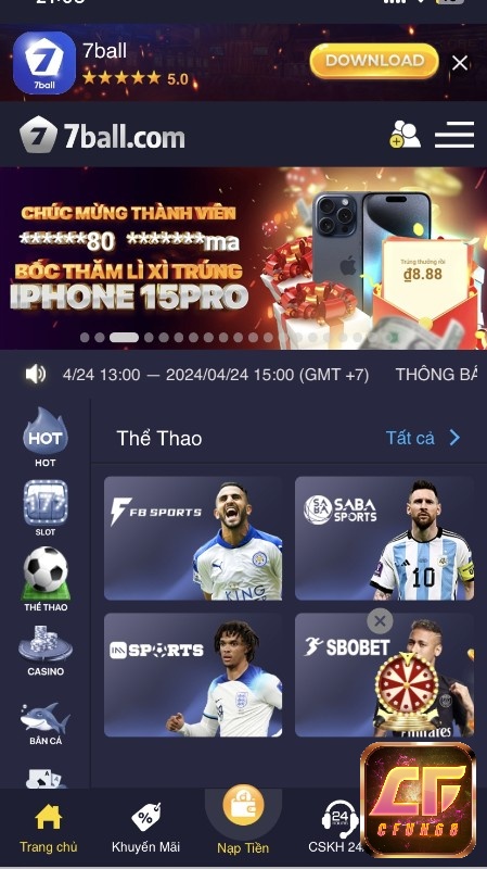 Cá cược thể thao là một trong những game cược nổi bật của web cược này 